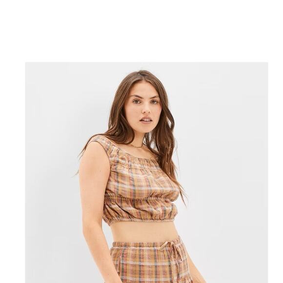 AMERICAN EAGLE Plaid Crop Top Size Small S COUNTRY GIRL COWGIRL WESTERN FARM - Picture 1 of 4